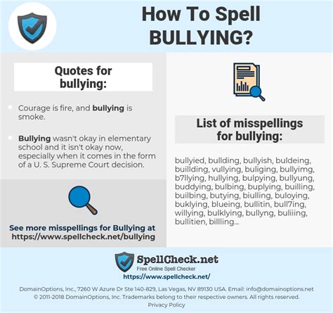 How to spell bullying - Synonyms for BULLING: pushing, squeezing, shoving, jamming, crashing, pressing, jostling, boring; Antonyms of BULLING: minimizing, belittling, diminishing ... 